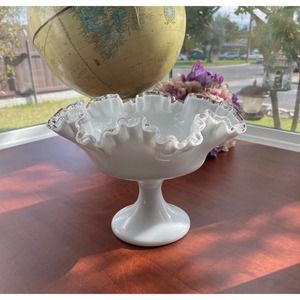 8" Round Double Crimped Comport Silver Crest